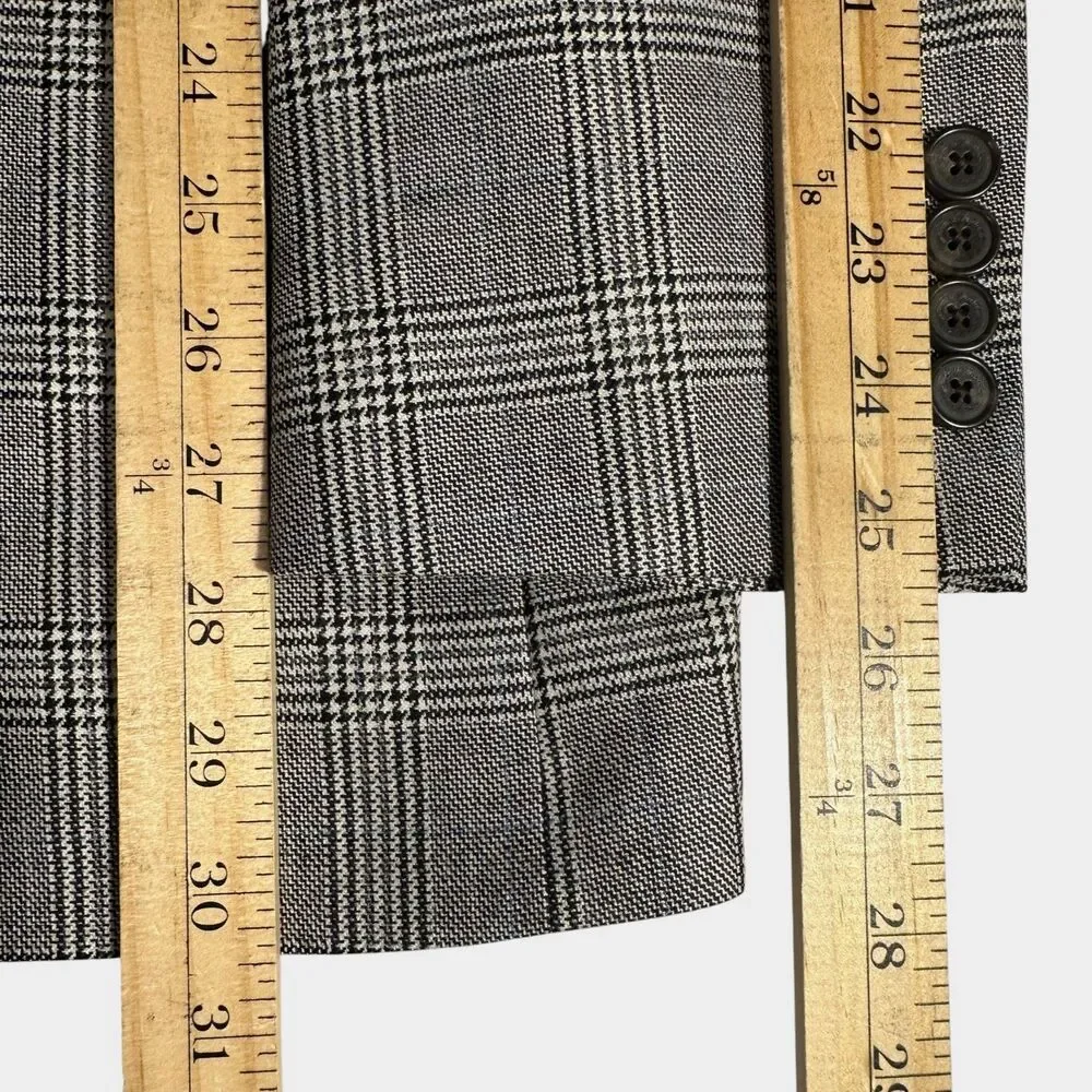 JOHN NORDSTROM Mens Blazer Sport Coat 2 Button Jacket 42R Gray Glan Plaid Wool